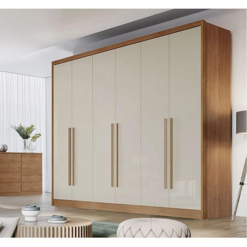 Guarda Roupa Casal Montebello 6 Portas De Bater 6 Gavetas MDF Cumaru-Fendi Móveis Novo Horizonte - imagem 4