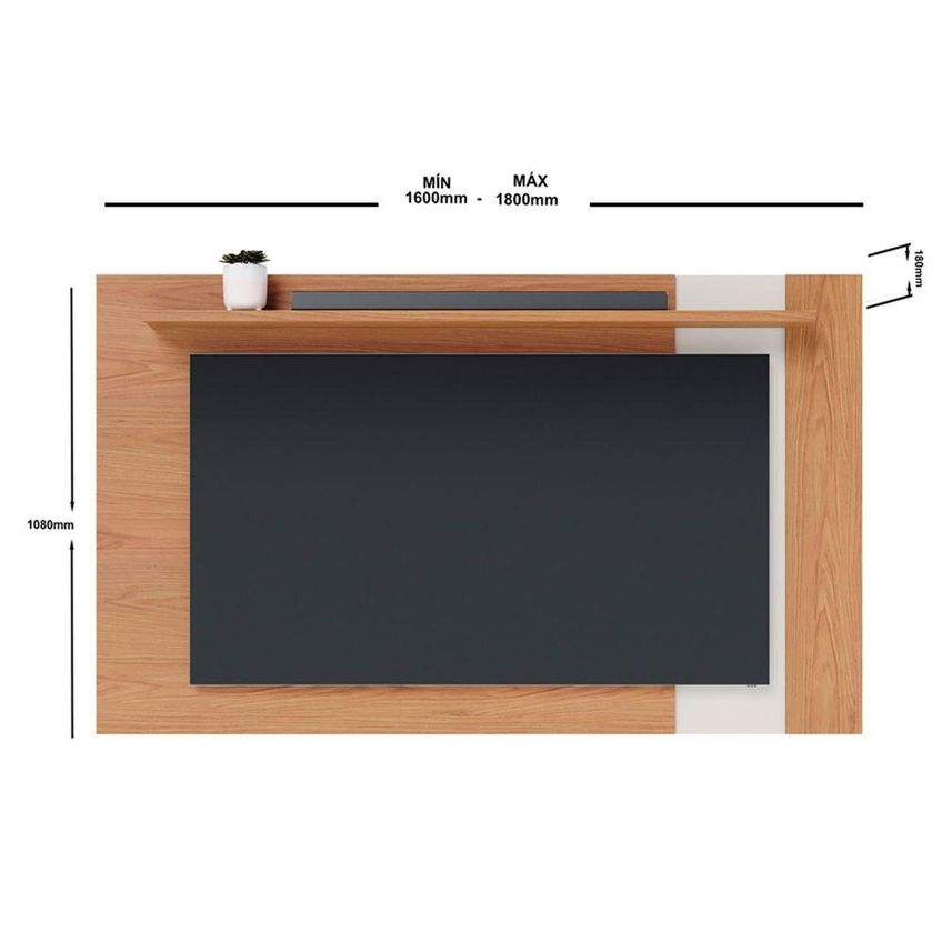 Painel Para TV Leme 70" 160-180cm em MDP Off White Freijó Fosco - imagem 3