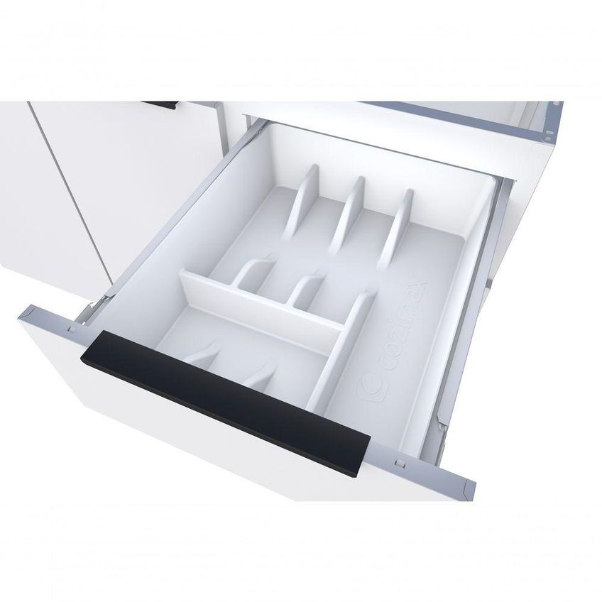Gabinete De Cozinha Juno 200 4 Portas 4 Gavetas 100% Aço 192cm Preto Com Puxadores Em Aço - imagem 5