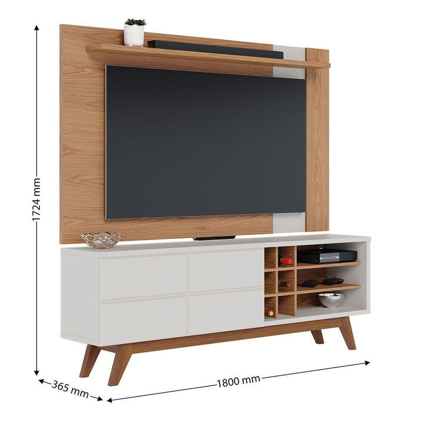 Rack Com Painel Para TV Rack Noronha E Leme 70" 160cm MDF MDP Madeira Maciça Com Portas Toque - imagem 3