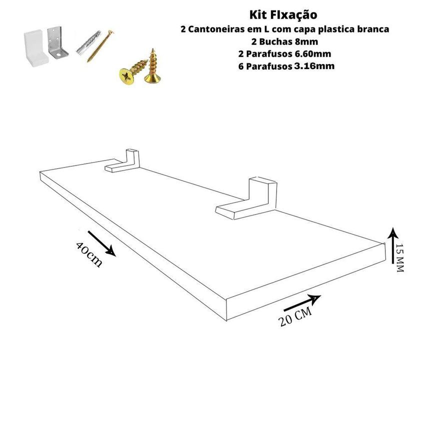 Prateleira F031 40x20cm MDF para Organização de Ambientes Branco - imagem 3