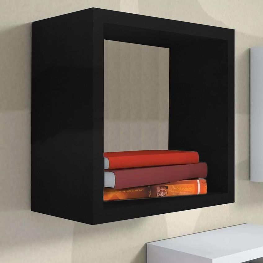 Nicho Decorativo [F031] 30x30x15cm Em MDF Para Decoração E Organização Preto - imagem 3