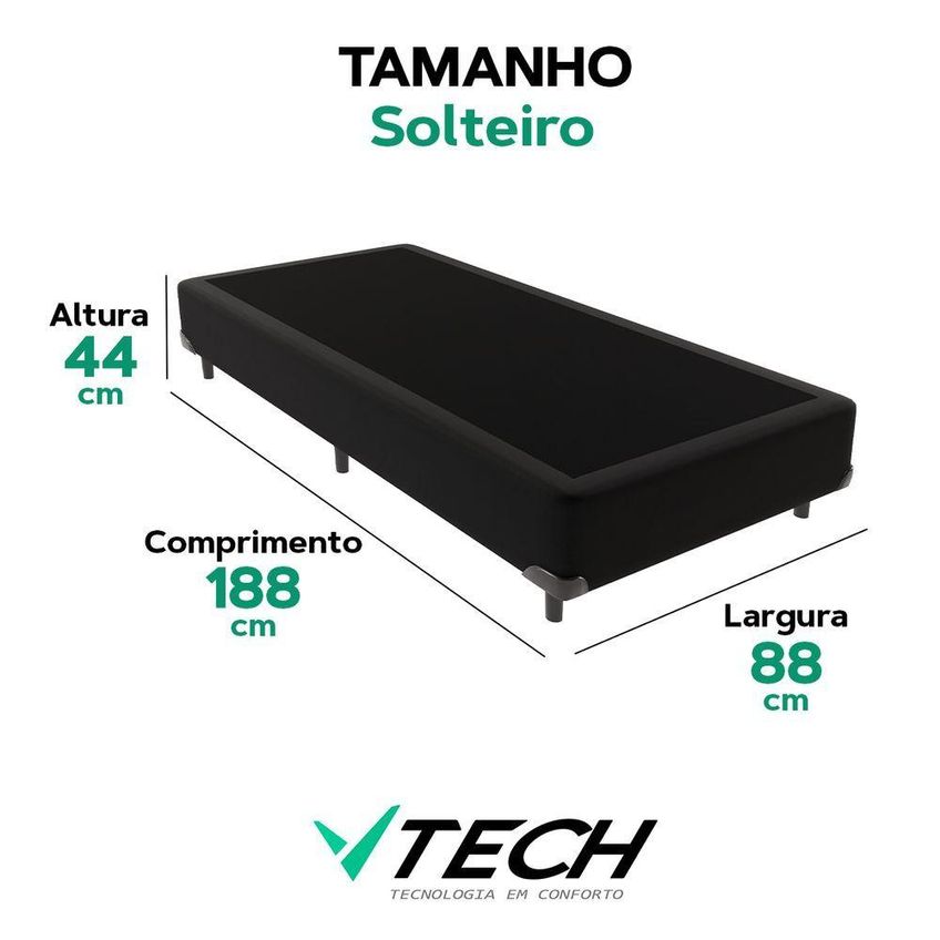 Cama Box Solteiro Estrutura Madeira Base Inteiriça Preto Vtech - imagem 5