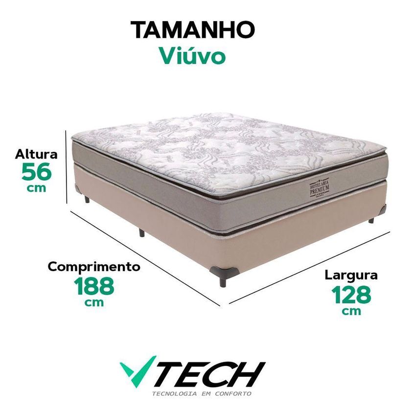 Cama Box Com Colchão Viúvo Four Season Pillow Top Molas Ensacadas Bege Vtech - imagem 4