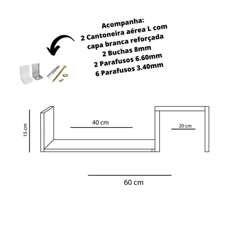 Prateleira Zig Zag Trovarelli Preto F031 Em Mdf 100% Reflorestamento Para Organização De Ambientes - imagem 3
