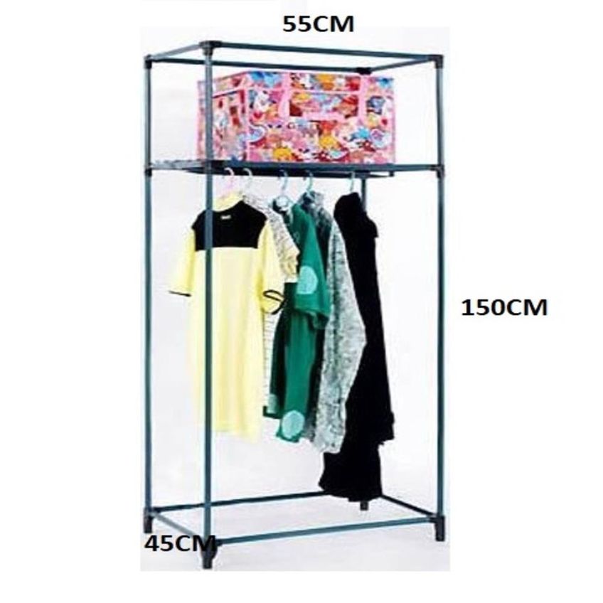 Guarda Roupa Portátil Com Cabideiro Arara Dobrável Organizador Azul Yeet - imagem 3