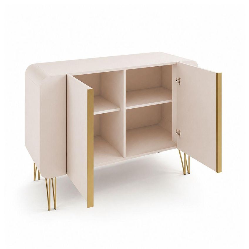 Aparador Buffet Benetto Moderno 3 Portas Em MDF 110cm Off White Para Sala - imagem 4