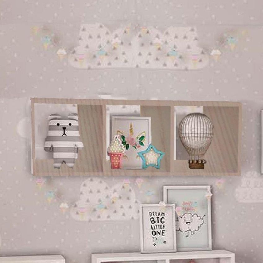 Nicho Triplo F031 80x30x20cm MDF de Reflorestamento com Acabamento Cru Amadeirado - imagem 2