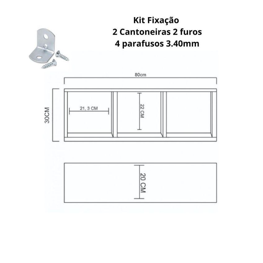 Nicho Triplo F031 80x30x20cm MDF de Reflorestamento com Acabamento Cru Amadeirado - imagem 4