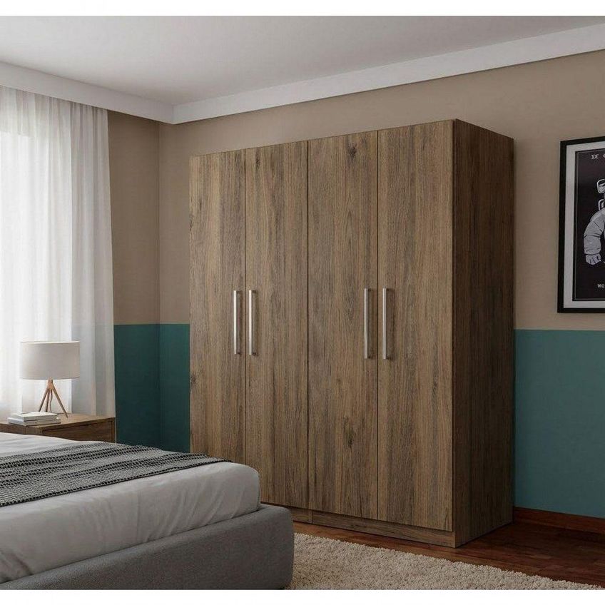 Guarda Roupa Modular Casal 1011 4 Portas Giratórias 6 Gavetas Castanho Móveis Ilan - imagem 3