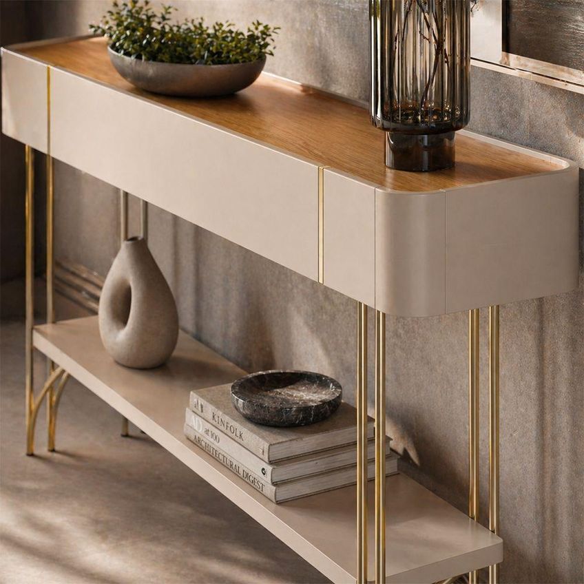 Aparador Vivaz Contemporâneo Em Mdf Mdp 160cm Off White E Carvalho Para Sala Ou Hall - imagem 5