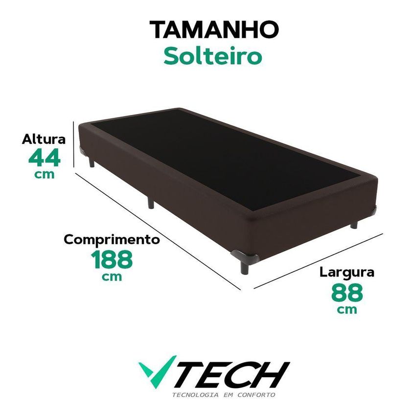 Cama Box Solteiro Cama Box Madeira Base Reforçada Marrom Vtech - imagem 3
