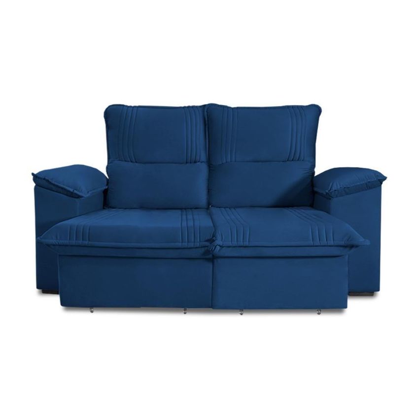 Sofá Retrátil Reclinável América 1,80m Suede Azul - imagem 4