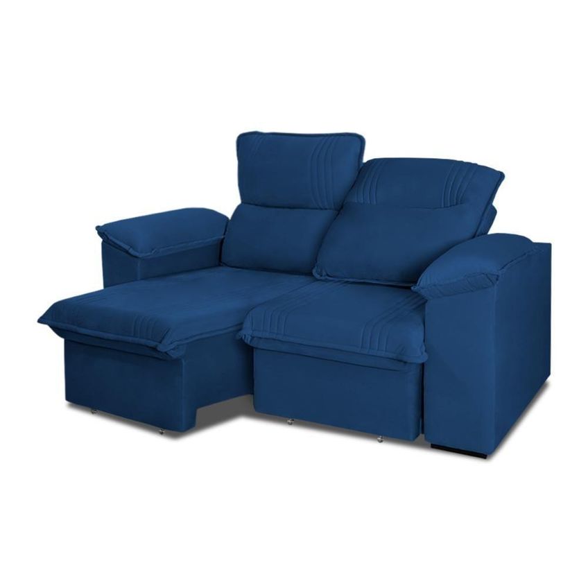 Sofá Retrátil Reclinável América 1,80m Suede Azul - imagem 5