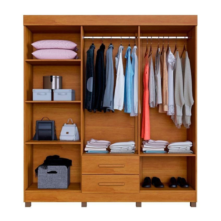 Guarda Roupa Casal Copacabana 6 Portas De Bater Com Espelho MDP Cinamomo Benetil Móveis - imagem 4