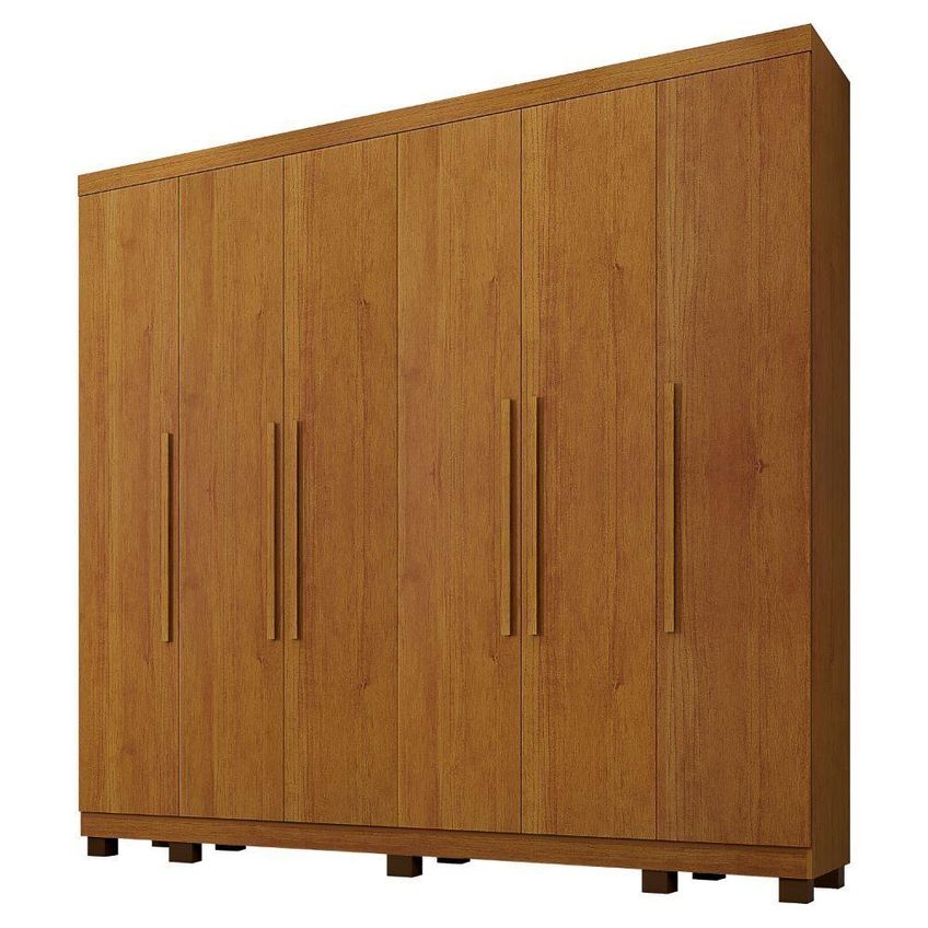 Guarda Roupa Casal Atlanta 6 Portas Giratórias 6 Gavetas MDP Fosco Cinamomo Benetil Móveis - imagem 3