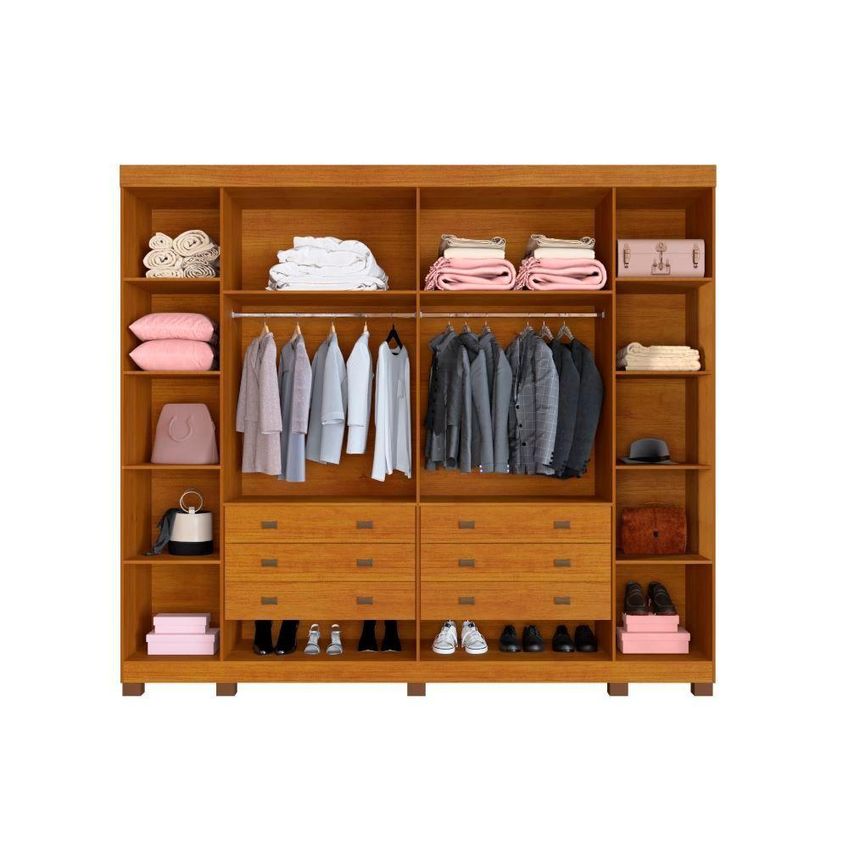 Guarda Roupa Casal Atlanta 6 Portas Giratórias 6 Gavetas MDP Fosco Cinamomo Benetil Móveis - imagem 4