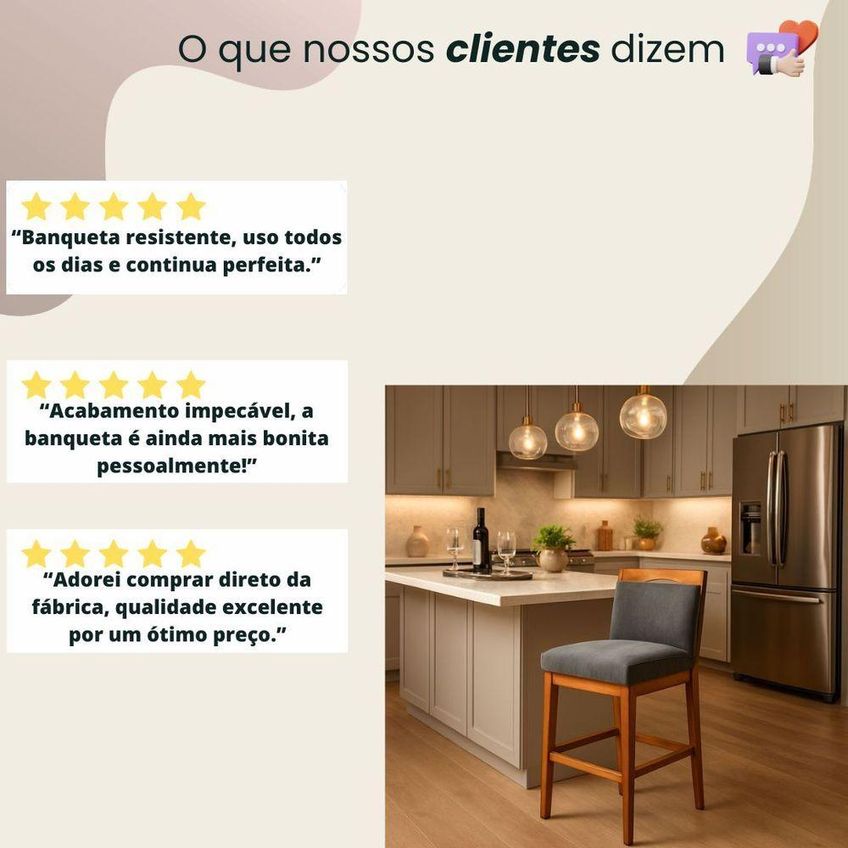 Kit 2 Banquetas Alta Cozinha Gourmet Estofada Suede Encosto Ergonômico Cinza - imagem 3