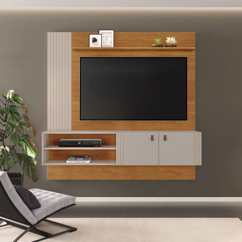 Painel Para TV Precioso Até 65" 163cm MDF-MDP Cinamomo-Off JCM Moveleria - imagem 3