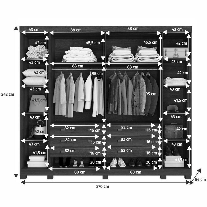 Guarda Roupa Casal Arezzo Ripado 6 Portas 6 Gavetas Mdp Cinamomo-off Benetil Móveis - imagem 2