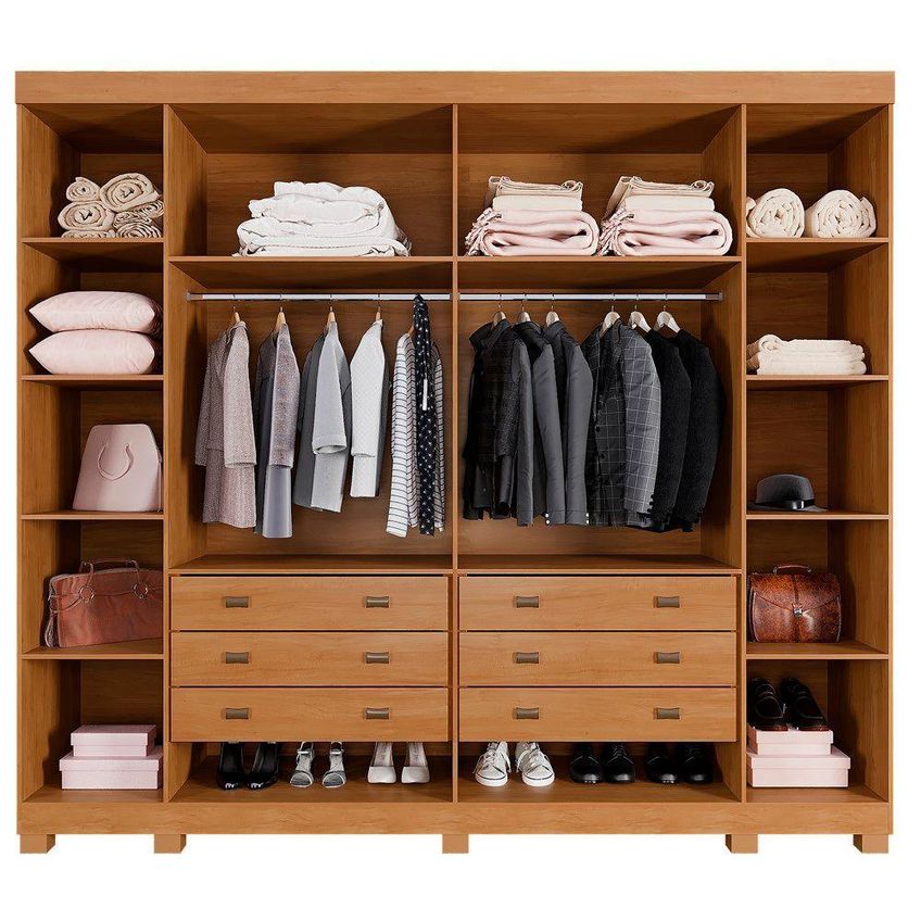Guarda Roupa Casal Arezzo Ripado 6 Portas 6 Gavetas Mdp Cinamomo-off Benetil Móveis - imagem 3