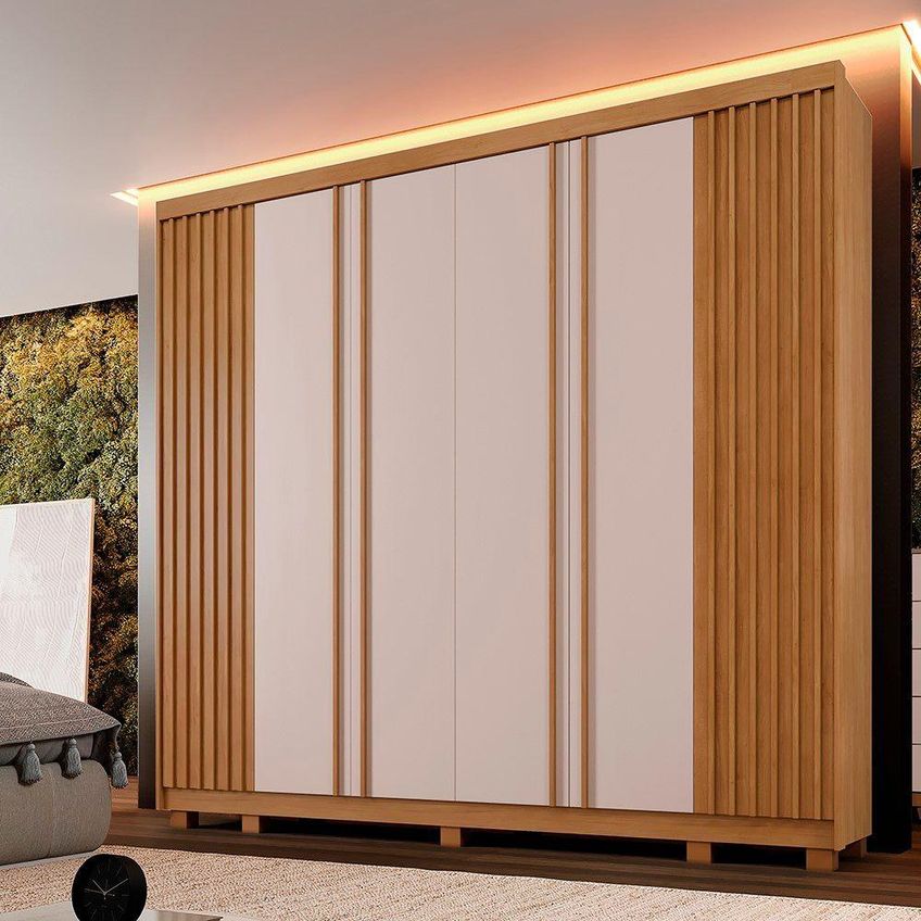Guarda Roupa Casal Arezzo Ripado 6 Portas 6 Gavetas Mdp Cinamomo-off Benetil Móveis - imagem 4