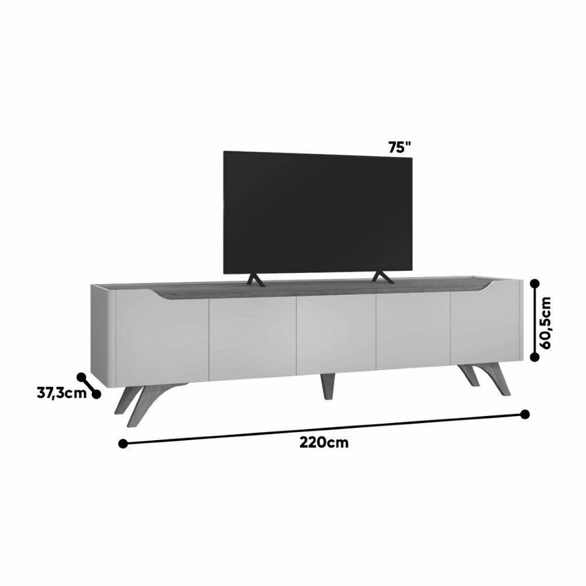Rack Para TV Grécia Até 75 Polegadas 220cm em MDF MDP Naturalle Off White Mavaular Móveis - imagem 3