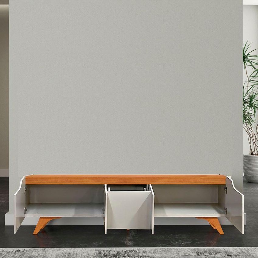 Rack Para TV Grécia Até 75 Polegadas 220cm em MDF MDP Naturalle Off White Mavaular Móveis - imagem 4
