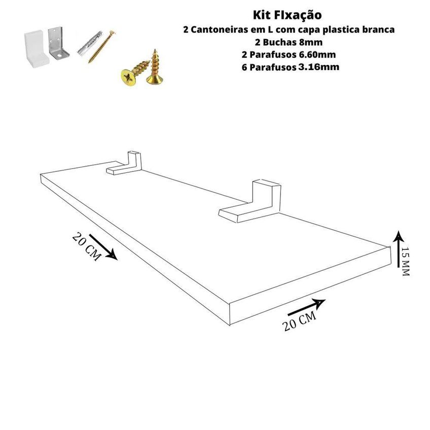 Prateleira F031 20x20cm MDF com Suporte para Organização Branco - imagem 3