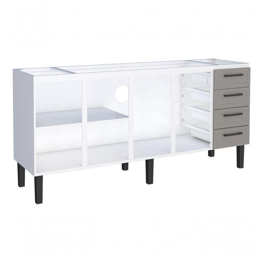 Gabinete De Cozinha Juno 200 4 Portas 4 Gavetas 100% Aço 192cm Cinza - imagem 3
