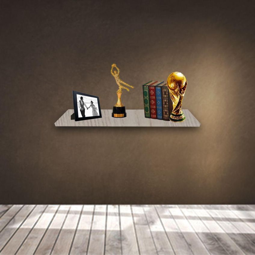 Prateleira Simples 50x15cm Em MDF Com Suporte Para Parede Uso Decorativo Amadeirado - imagem 5
