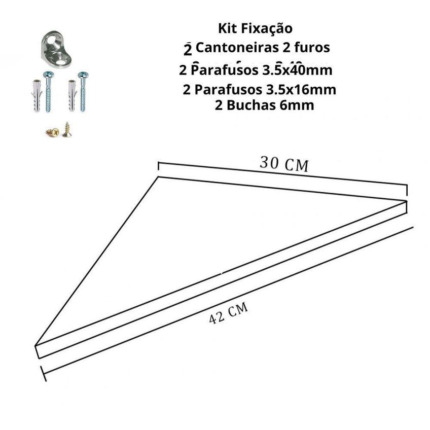 Prateleira De Canto F031 42x30cm Mdf Para Organização De Ambientes Internos Preto - imagem 3