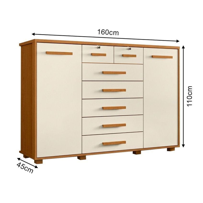 Cômoda Mega Com Sapateira 7 Gavetas Em Mdf-mdp Para Quarto Cinamomo-off-white - imagem 3