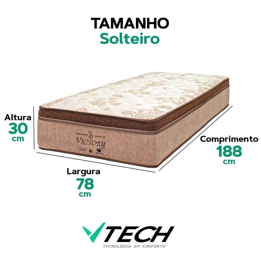 Colchão Solteiro Mola Victory Molas Ensacadas Euro Pillow 78x188x30 Vtech - imagem 3