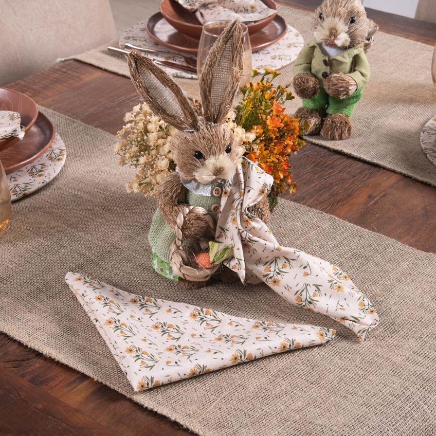 Kit De Guardanapos Estampados 100% Poliéster 35cm X 35cm 2 Peças Mostarda Valle Distribuidora - imagem 3