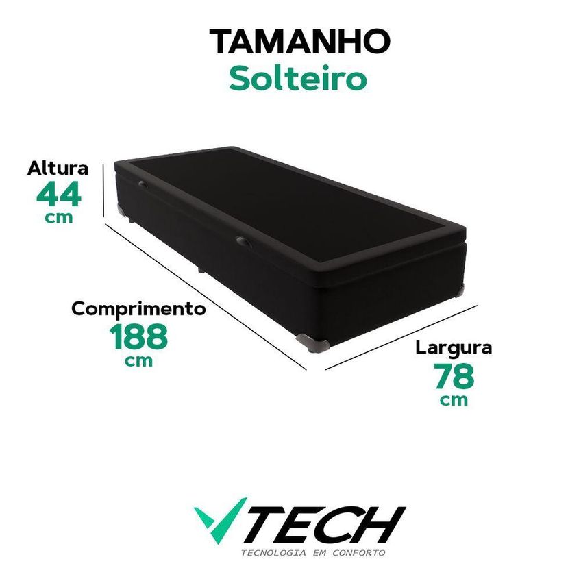 Cama Box Baú Solteiro Bravus Estrutura Madeira Preto Vtech - imagem 4