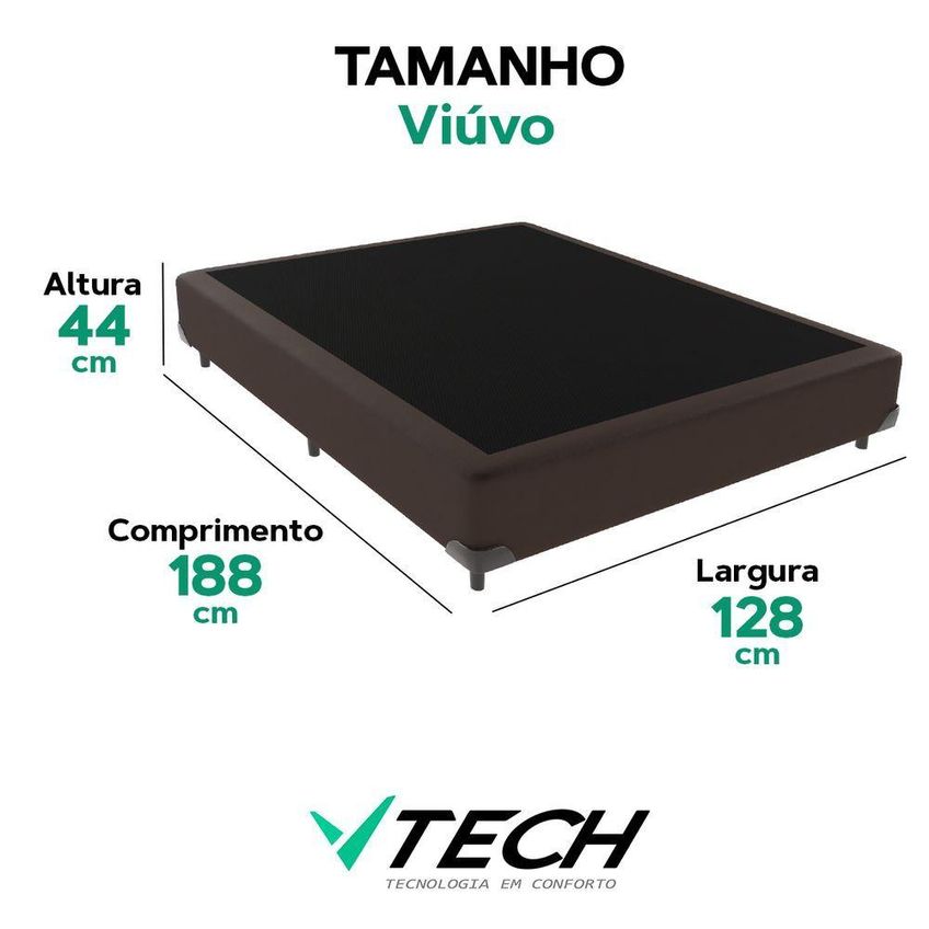 Cama Box Casal Viúvo Cama Box Madeira Inteiriça Tecido Sintético Marrom Vtech - imagem 3