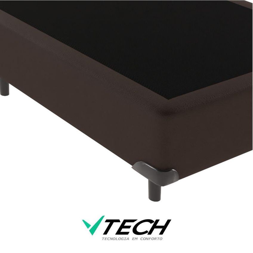 Cama Box Casal Viúvo Cama Box Madeira Inteiriça Tecido Sintético Marrom Vtech - imagem 4