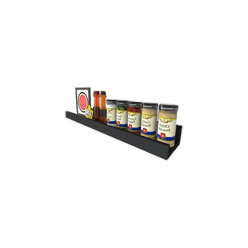 Prateleira Para Temperos Prateleira Tempero Simples 25cm MDF Organização De Cozinha Preto - imagem 3