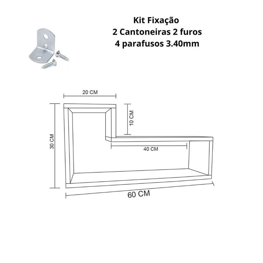 Prateleira Nicho F031 Formato L MDF 100% Reflorestamento Para Organização De Ambientes Preto - imagem 5