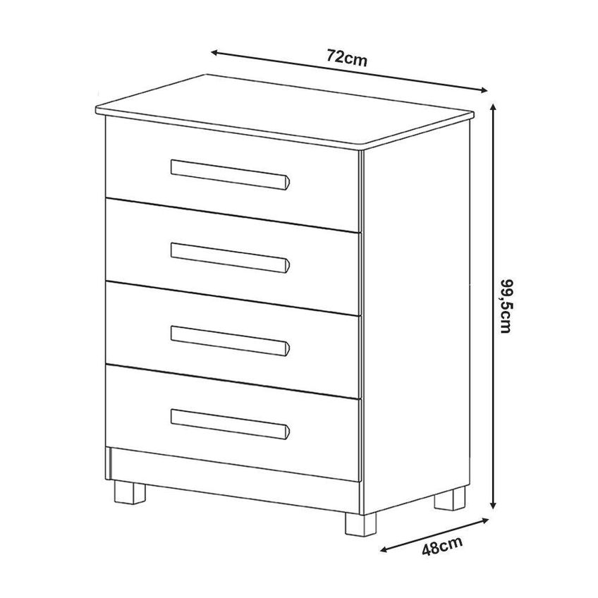Gaveteiro Suíça 4 Gavetas MDF MDP Puxador Integrado Branco Nature Infantile Móveis - imagem 5