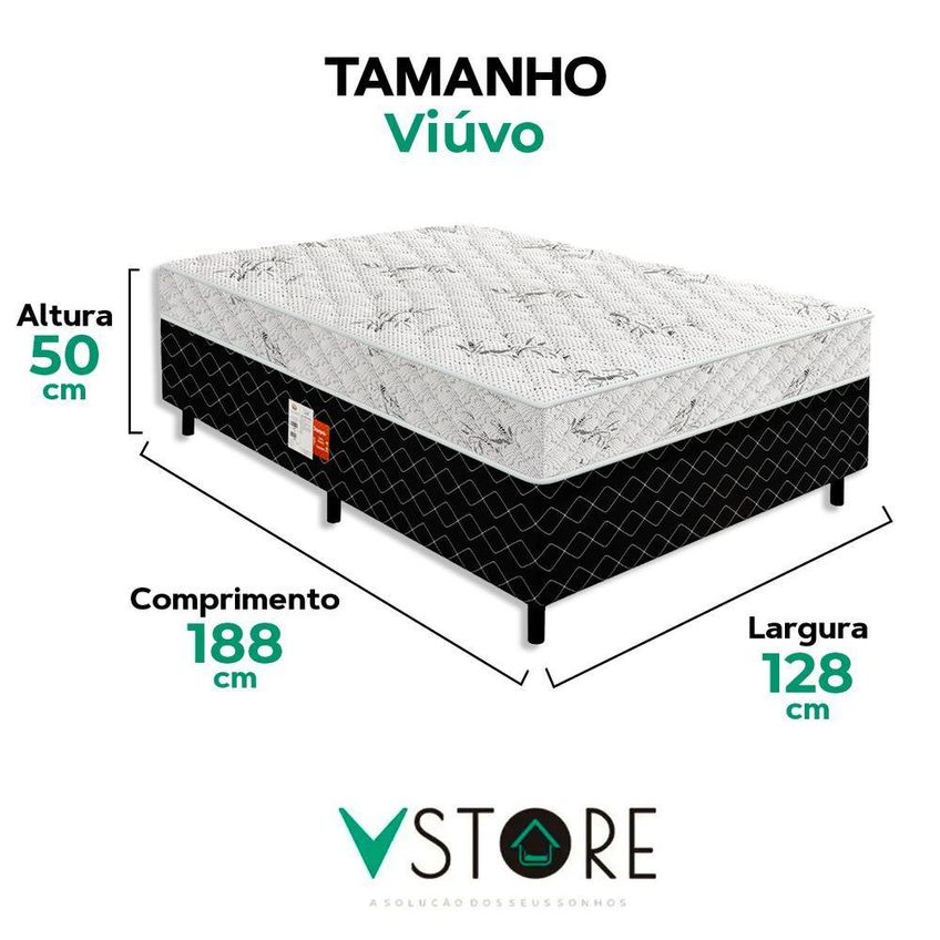 Cama Box Conjugada Casal Viuvo Ultra Confort Molas Ensacadas Preto Vtech - imagem 2