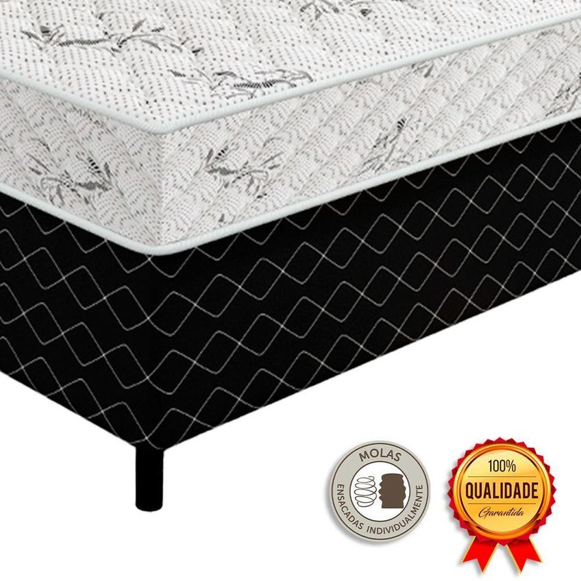 Cama Box Conjugada Casal Viuvo Ultra Confort Molas Ensacadas Preto Vtech - imagem 3
