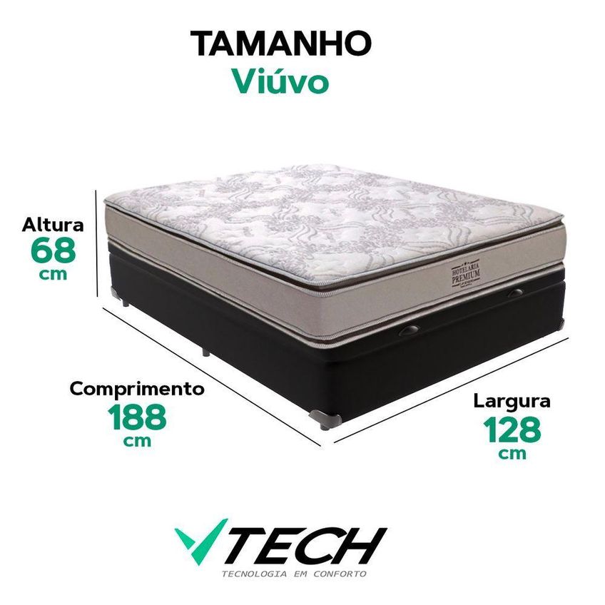 Cama Box Com Baú Viúvo Four Season Bravus Molas Ensacadas Preto Vtech - imagem 3