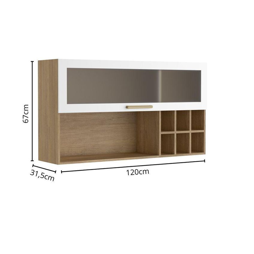 Armário Aéreo De Cozinha Axé 8101 120cm 1 Porta Basculante Branco Mdf Bertolini - imagem 3