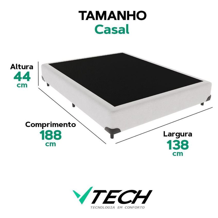 Cama Box Casal Cama Box Estrutura Madeira Base Inteiriça Branco Vtech - imagem 3