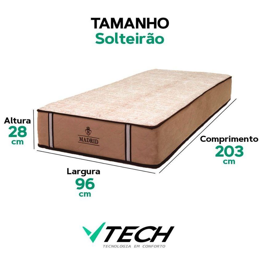 Colchão Solteirão Mola Molas Ensacadas D28 Conforto Médio 96x203x28 Vtech - imagem 5