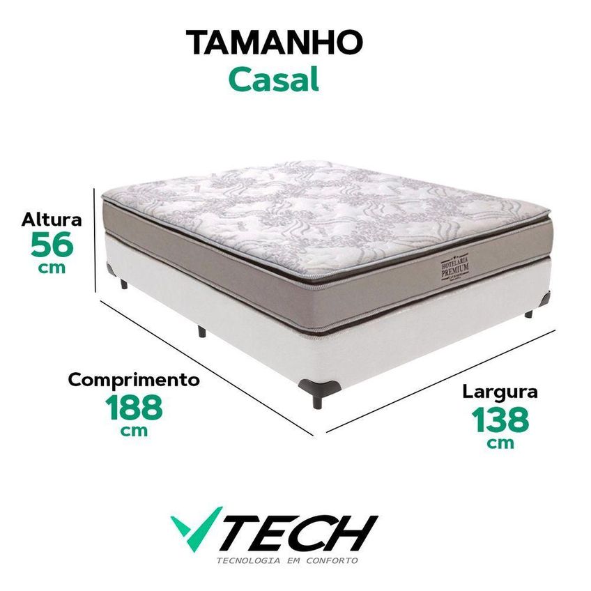 Cama Box Casal E Colchão Four Season Molas Ensacadas Pillow Top Branco Vtech - imagem 3