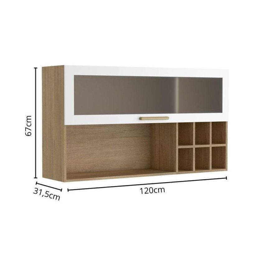 Cozinha Completa Axe 6 Portas 3 Vidros 260cm Branco Bertolini - imagem 3