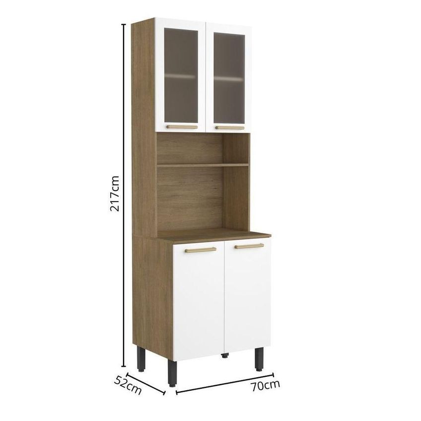 Cozinha Completa Axe 6 Portas 3 Vidros 260cm Branco Bertolini - imagem 4
